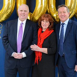 Barry and Margaret Mizen with Alan Curbishley patron of the Axis foundation and gold balloons
